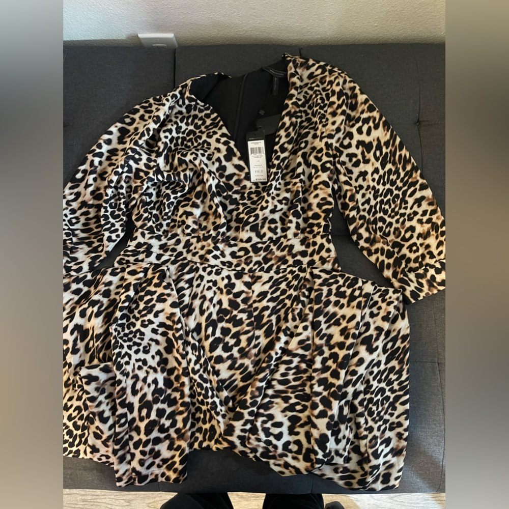 BCBG leopard jumpsuit.